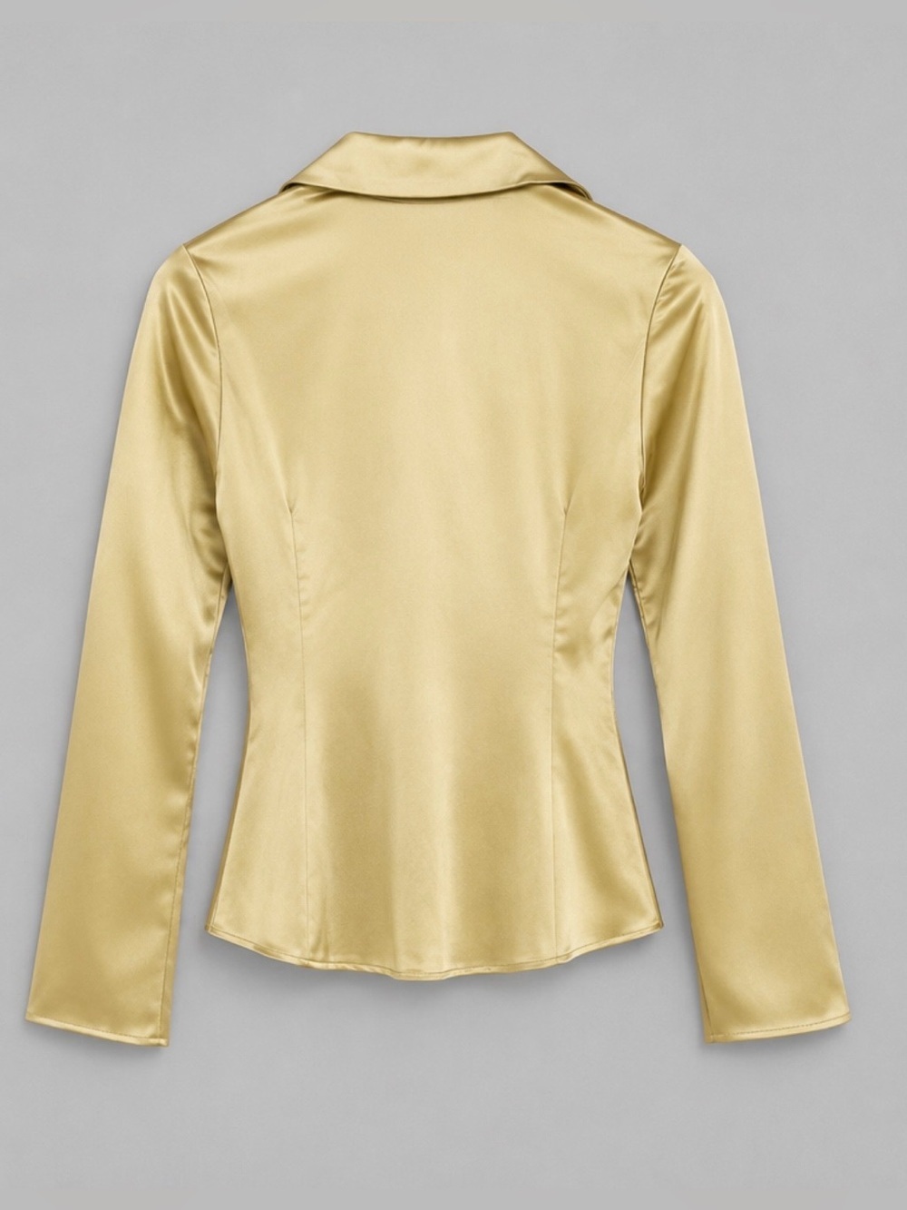 Lulus Coveted Aesthetic Gold Tie-Front Long Sleeve Collared Top Size Small NWT - Picture 4 of 8